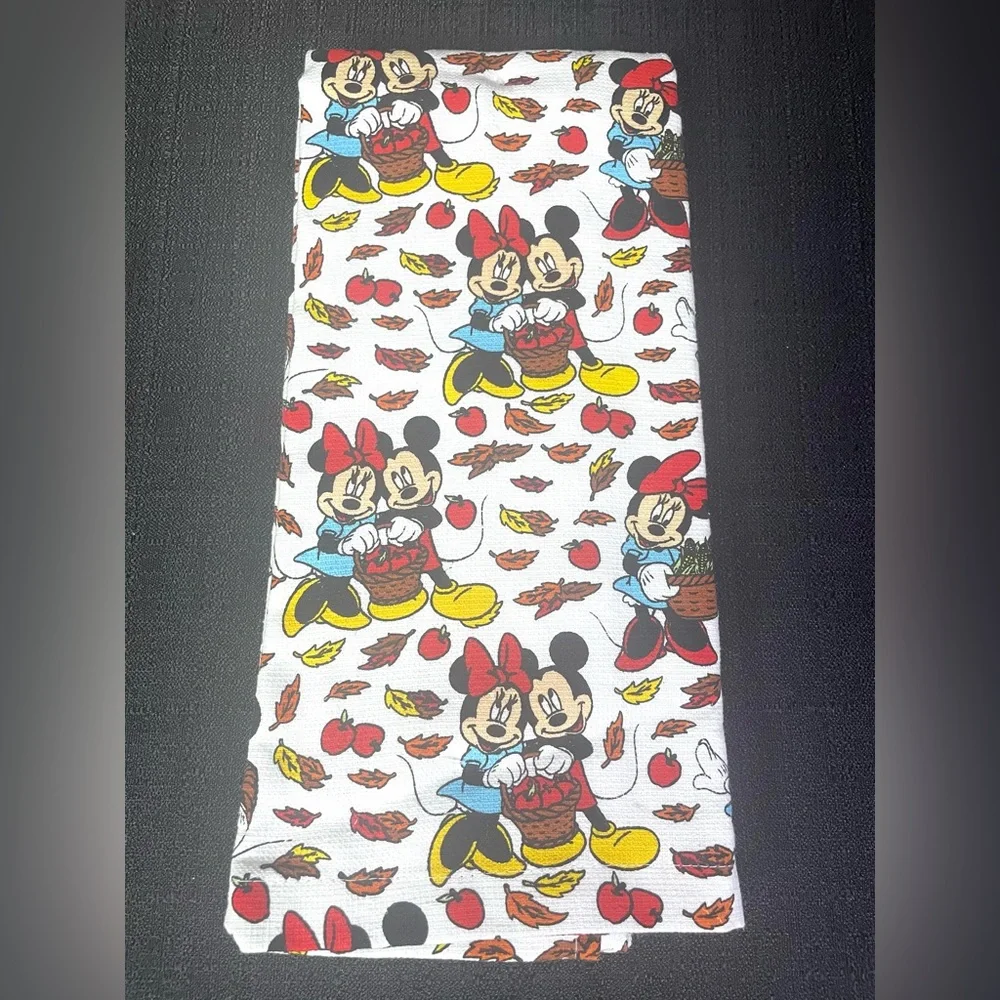 Mickey & Minnie Mouse Fall Autumn Kitchen Towel Set 2x Love Leaves Apples NWT